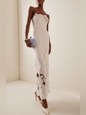 Leo Lin Rayna Floral-Appliquéd Crepe Maxi Dress